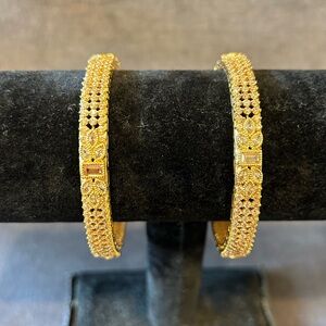 Matching Stacking Crystal and Gold Colour Bangles Bracelets